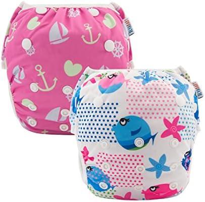 Amazon.com: ALVABABY Swim Diapers 2pcs Baby & Toddler Snap One Size Reusable Adjustable Swim Diapers for Swim Classes SW09-10 : Clothing, Shoes & Jewelry