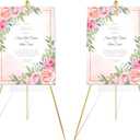 Easel Stand for Sign 63'' Art Easels for Display Wedding Welcome Poster Stand Portable Floor Metal Easel Gold 2 Pack