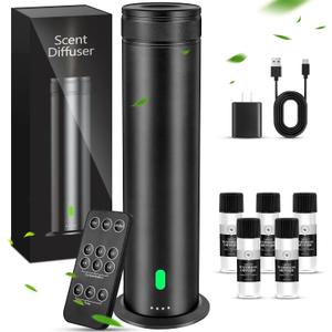 Waterless Scent Diffuser Starter Kit - Suitable for Home and Hotel Series Air Diffuser, 800 Square Inches of Coverage, 5 Kinds of Scented Essential Oils, Remote Control