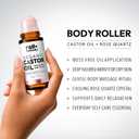 Organic Castor Oil + Rose Quartz Body Roller – 100% Pure, Cold-Pressed, Hexane-Free Castor Oil for Skin Hydration, Massage & Daily Self-Care