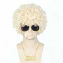 Topcosplay 5pcs Set Blonde 70s 80s Disco Wig for Men Women Afro Wig Rock Party Outfit Short Curly Wigs Halloween Costume Accessories