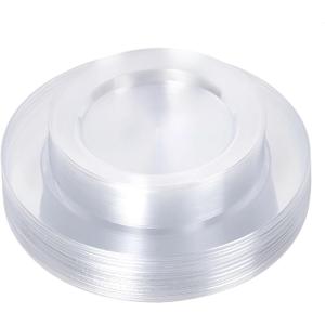 Bestluck 50PCS Clear Plastic Plates, Disposable Dinnerware for 25 Guests, Include 10.25 inch & 7.5 inch Dinner & Dessert Plates for Party, Wedding and Graduation