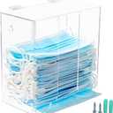 SEANADO Face Mask Dispenser Box Acrylic Glove Holder Hygiene Station with Lid for Disposable Emesis Bag, Shoe Cover and HairnetWall Mount Holes or Tabletop Holder
