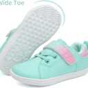 WateLves Toddler Little Kid Wide Barefoot The First Walking Shoes Girls Boys Leather Uniform Dress Shoes Lightweight Splay Naturally Minimalist Sneakers (Green)