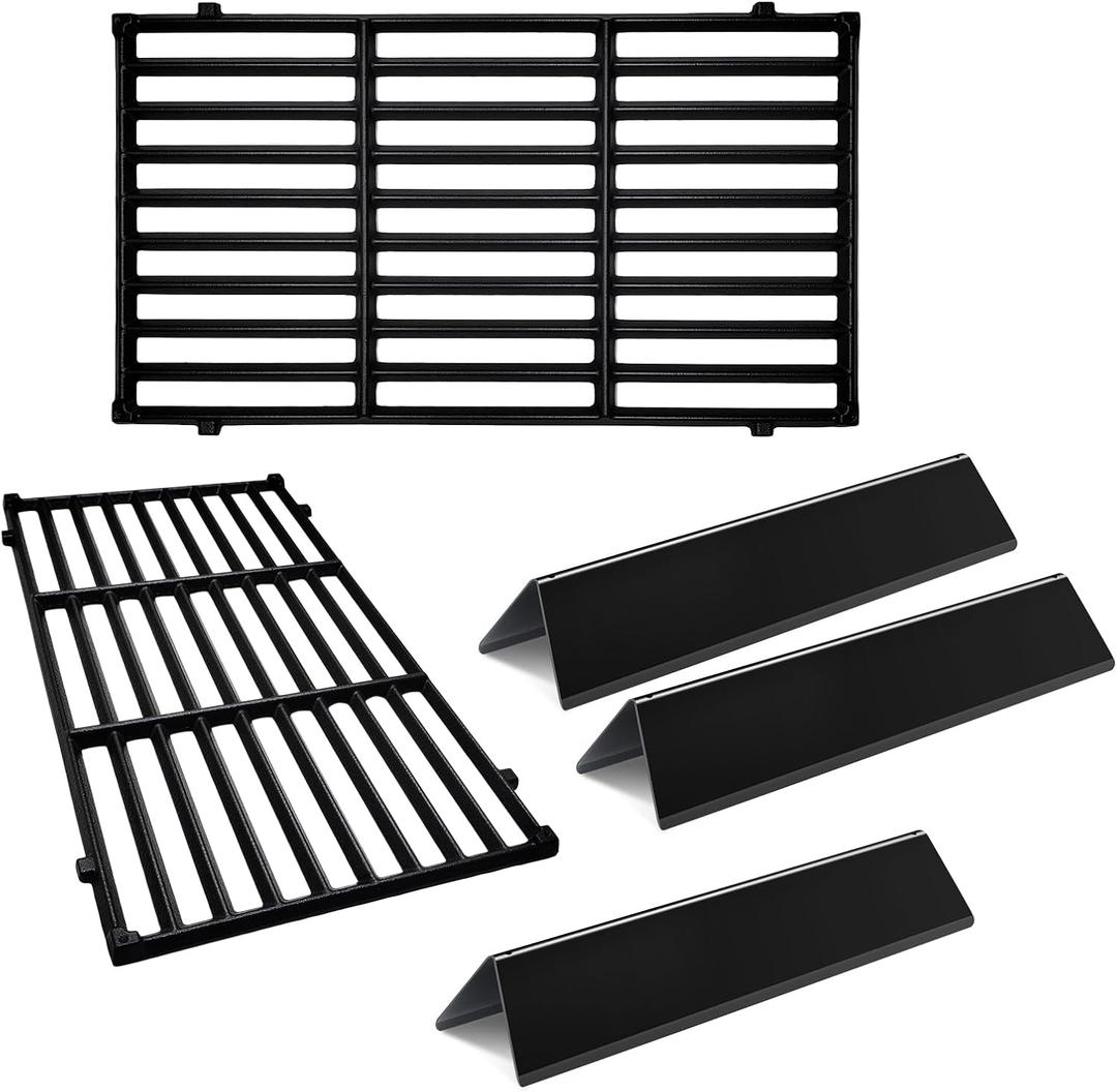 Spirit 2 Grill Parts 17.5" Cast Iron Grill Grates for Weber Spirit E210 E220 S210 S220, Spirit II E210 Spirit II 200 Series with Front-Mounted Control 7635 Porcelain Steel Flavorizer Bars