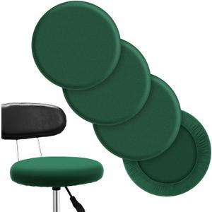 Tatuo Round Bar Stool Seat Covers Washable Stool Cushion Slipcover Elastic Bar Chair Covers for 14-17 Inch Chair (Green, 4 Pieces)