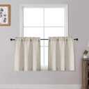 OWENIE Linen Kitchen Curtains Over Sink 24 Inch Length 2 Panels Set, Light Filtering Textured Short Cafe Curtains for Bathroom Windows, Small Curtain for Cabinet Basement RV Camper, 30" W by 24" L
