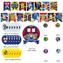 Cartoon For Robot Party Supplies,Birthday Decorations Set Include Banner, Balloons, Hanging Swirls, Cake Cupcake Toppers for Boys Girls Party
