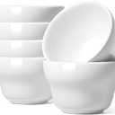 LE TAUCI Bouillon Cups 8 Ounce, Ice Cream Bowls, Small Bowls for Dessert Soup Chili Dipping Sauce Coffee Cupping - Set of 5, White