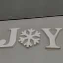 Soaoo 3-Piece Wooden Snowflake Block Letters Distressed White Tabletop Signs for Home Decor Xmas Table Decorations