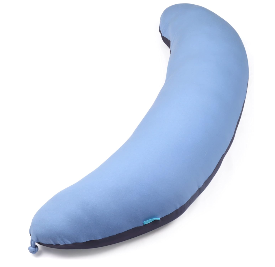 BYRIVER 43" LONG CShaped body pillow for adults men,side Sleeper pillow for neck shoulder back pain relief, cooling Post surgery Pillow for Pregnancy Pillow ,Blue Black washable pillowcase XL