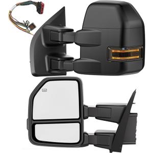 Power Heated Tow Mirrors Compatible with 20152020 Ford F-150, Trailer Towing Side Mirrors w/Turn Signal, Spot Auxiliary Light, Puddle Light, 22 to 8 Pin Adapter Included, Can fit Different Interfaces