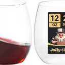 JOLLY CHEF 24 Pack 12 Oz Disposable Plastic Wine Glasses, Shatterproof, Unbreakable, Crystal, Stemless Plastic Wine Cups for Party, Halloween, Thanksgiving, Christmas