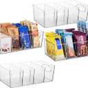 ClearSpace Pantry Organization and Storage Bins with Removable Dividers & Lids – Perfect Pantry Organizers or Kitchen Organization – Refrigerator Organizer Bins, Cabinet Organizers, 4 Pack