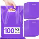 ANZNKU 100 PCS Purple Party Favor Bags 8"x11", Goodie Bag for Candy Treat Jewelry Craft, Plastic Gift Bags with Die Cut Handles for Birthday, School Events & Small Business, Wedding, Easter