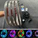17.5" Quad Row Brightest Four Rolls LED Wheel Rim Lights High Lumens for Car Truck SUV Pickup Vehicle Off-Road Multi-Color Chasing Dynamic Tire Well Lighted Wheel Bluetooth + Remote