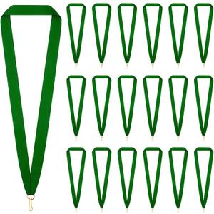 30 Pieces Award Ribbon Medal Ribbons Neck Ribbons for Medals Flat Medal Lanyards Ribbon Lanyard with Snap Clips for Competitions Sports Meeting Party Student Awards (Green)