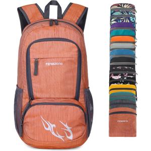 FENGDONG 35L Lightweight Foldable Waterproof Packable Travel Small Hiking Backpack Daypack for men women (A6- Dark Orange)