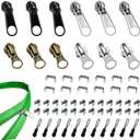 Vintrex 60 Pcs Zipper Repair Kit with Replacement Sliders, #5 Metal Zipper Pull Replacement Kit for Jackets, Coats, Tents, Backpacks, Sleeping Bags, and Luggage