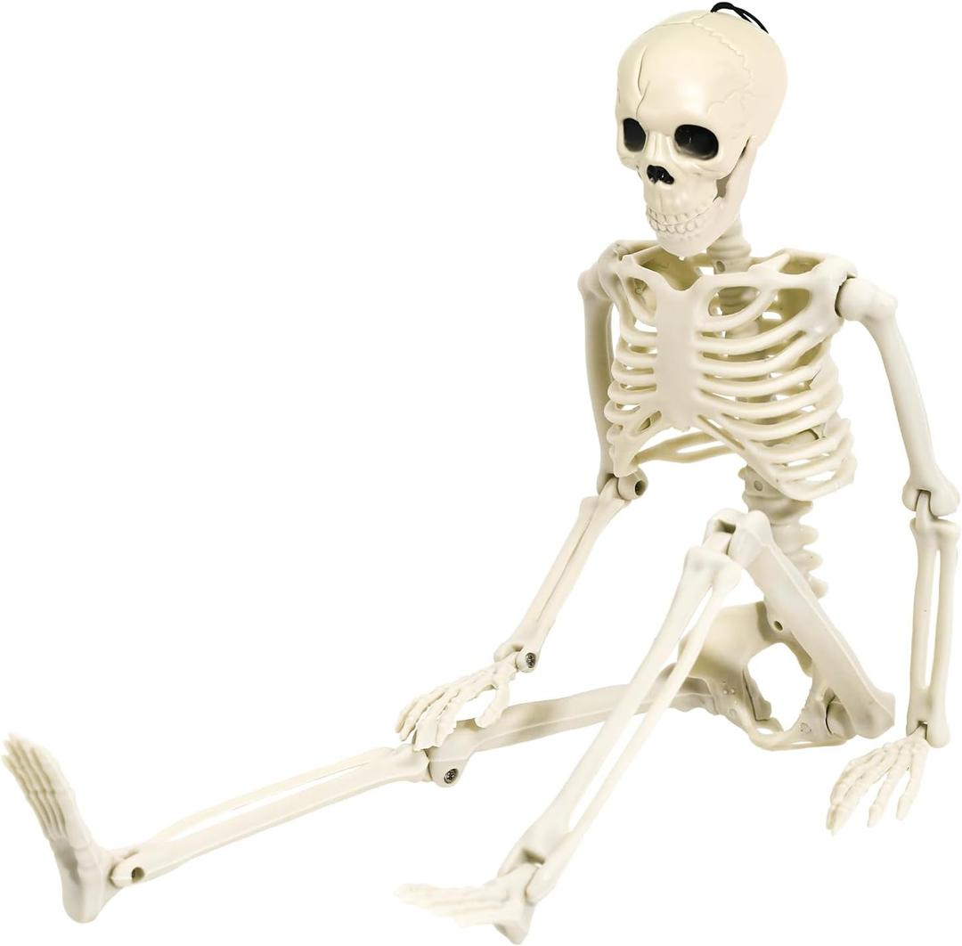 36" Skeleton Halloween Decoration, 3FT Full Body Posable Skeleton Realistic Human Bones with Posable Joints for Halloween Pose Prop Decor Yard Lawn Garden Patio Outdoor Haunted House Decorations