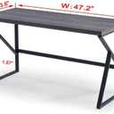 HSH Home Office Desk, Industrial Metal Wood Computer Desk for PC Laptop Work Writing Study Gaming in Bedroom Living Room, Dark Gray Oak, 47 Inch