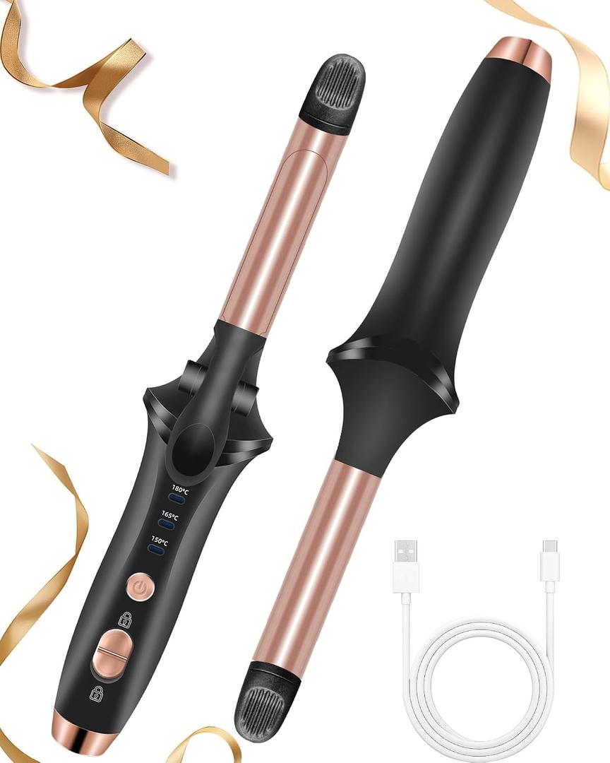 Cordless Curling Iron Rechargeable,USB Rechargeable 4000 mAh Cordless Hair Curler,3 Temp Setting Mini Travel Battery Powered Curling Iron,2 in 1 Portable Hair Straightener and Curler