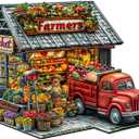 Wooden Puzzles for Adults - Farmers Market Wooden Puzzle, Unique Shape Wood Jigsaw Puzzle for Adults, Wood Puzzles Adult, Gifts for Family, Wall Art Home Decor (85pcs 8.5 * 6.8in S)