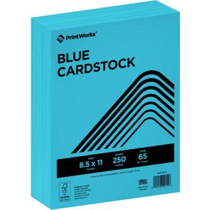 PrintWorks Bright Blue Colored Cardstock 8.5 x 11 - 65 lb/176 gsm - 250 Sheets - Made in the USA - FSC Certified - Acid-Free & Fade-Resistant - Printer & Cut Machine Compatible (00114)