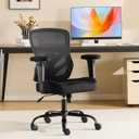 YFO Ergonomic Office Chair, Mesh Computer Desk Chair with Adjustable Back Lumbar Support and Armrests, Comfy Executive Rolling Swivel Task Chair for Home Office, Black