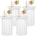 Kochorie 4 Pieces Cocktail Table Skirt Round Cocktail Table Covers 32 x 43 Inch Spandex Stretch High Top Table Cloth for Wedding Table Bar Banquet Party Supplies (White)