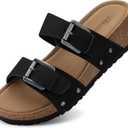 SHIBEVER Womens Wedge Sandals Comfortable: Slip on Platform Sandals Dressy Casual Arch Support Summer Cork Footbed Outdoor Shoes 2026 Black 7.5 (Black)
