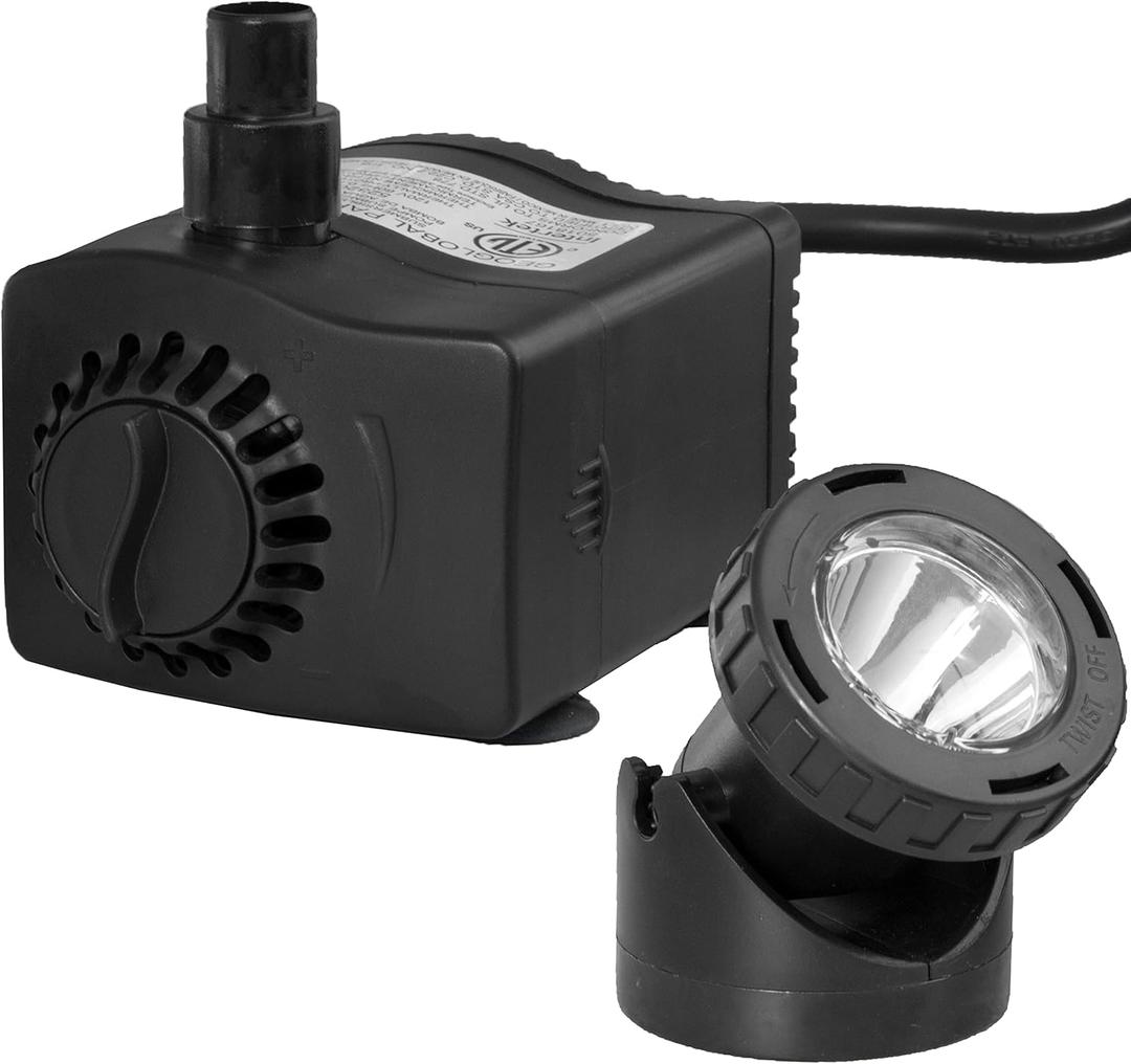 TotalPond 400 GPH Low Water Shut-Off Fountain Pump with Light
