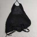 Kaei&Shi Backless Crochet Cover Up Dress,Drawstring Knit Swimsuit Coverup for Women,Sexy Beach Vacation Outfits Resort Cruise (Large, Black)