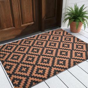 Front Door Mat, 30"x17" Welcome Mat for Outdoor Indoor, Heavy Duty Low Profile Non Slip Washable Doormat for Entryway Patio Yard (Bright Brown)