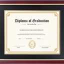 11x14 Diploma Frame with Black over Gold Mat, 14x17 Certificate Frame, Real Wood with Gold Trim, Mahogany Frame with Arcylic