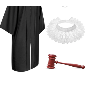 Judge Costume Accessory Robe Lace False Collar Plastic Gavel Round Glasses for Halloween Cosplay Party Favor, Size 36 Judge Costume Accessory Robe Lace False Collar Plastic Gavel Round Glasses for Halloween Cosplay Party Favor, Size 36