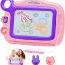 Toddler Toys Age 3-4,Erasable Toys for 3 Year Old Girl Magnetic Drawing Board for Kids with 1 Pen, A Etch Easter Gift for 3 Year Old Travel Toy Sketch Board with 2 Stamps (Pink)