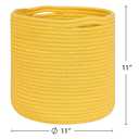 voten Round Storage Cubes Baskets Bins Organizer 11x11x11'' Fit 12x12'' Cube Storage Organizer Bookcases Shelf, Durable Woven Cotton Rope Basket, 3Pack Yellow (L11xW11xH10.7)