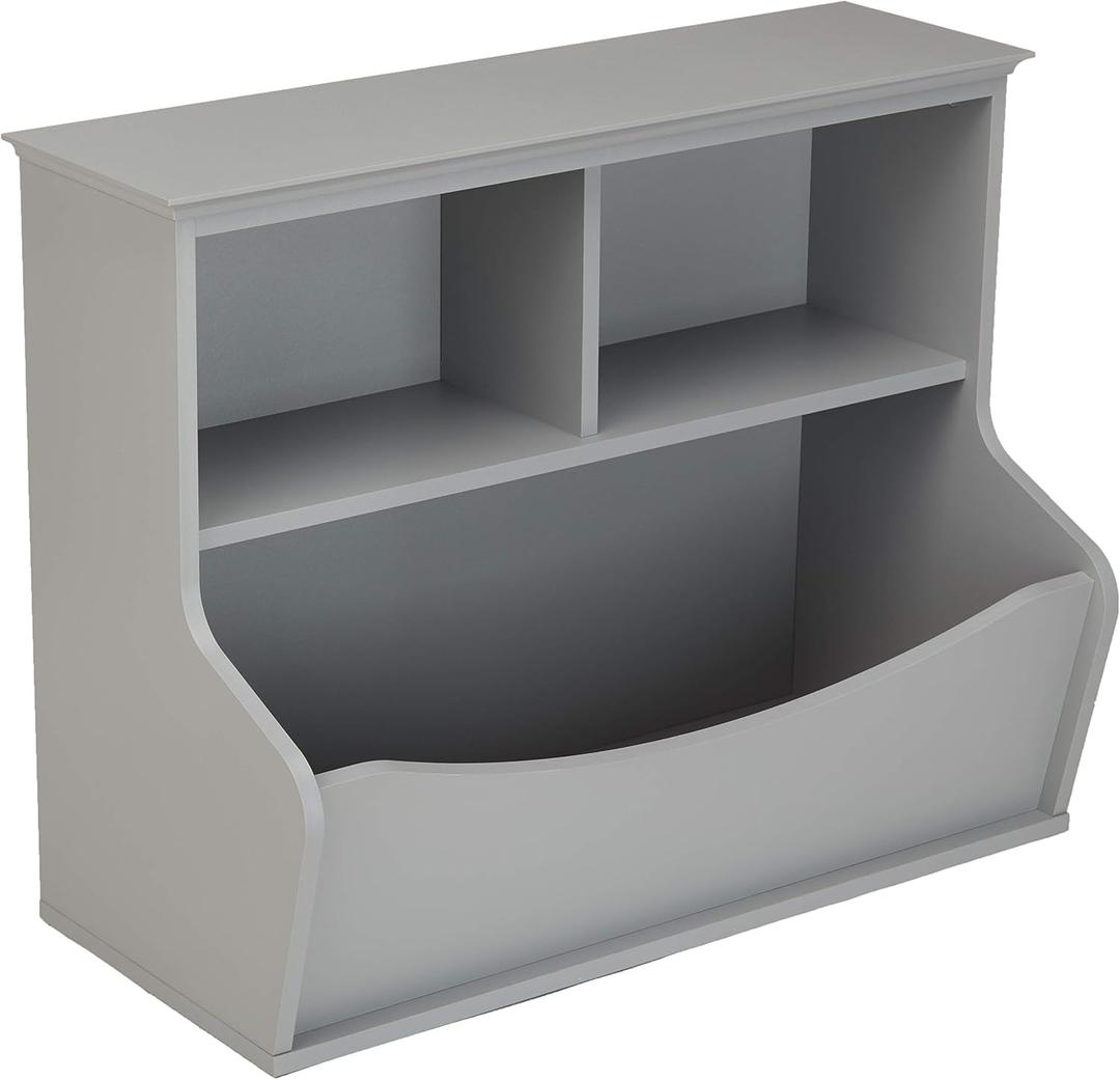 Amazon Basics Children's 3 Shelf Multi-Functional Bookcase and Toy Storage Bin - Grey, 14.84"D x 31.25"W x 24.56"H