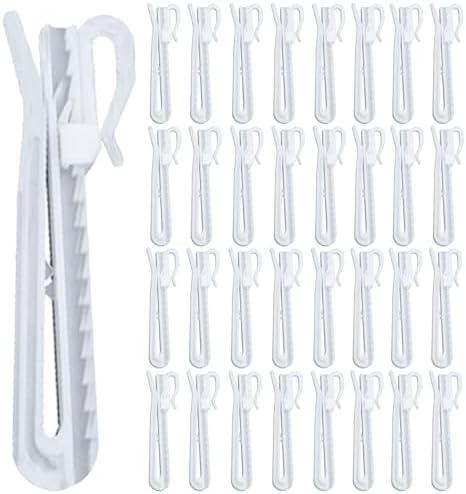 ZeriLion 80 Pcs Adjustable Pinch Pleat Curtain Hooks Heavy Duty Plastic Drapery Pins for Window Door Shower Curtains (85x24mm)