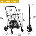DWVO Utility Foldable Shopping Cart with Wheels, Large Portable Collapsible