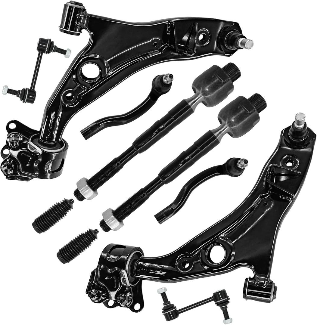 Front Lower Control Arm w/Ball Joint Bushing Sway Bar Inner Outer Tie Rod End Link Boot#OEM K620487 K620486#10pcs Suspension Kit Replacement for 2007-2014 Ford Edge 2007-2015 Lincoln MKX