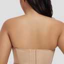 FallSweet Lace Strapless Bustier Bra for Women Underwire Longline Corset Top (Beige, L)