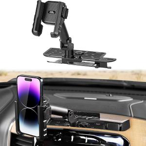 JOYTUTUS Metal Dash Mount Phone Holder Compatible with 2019+ RAM Truck 1500, 2500, 3500, TRX, RHO | Keeps 12V Outlet Access | Fits 5" and 8.4" or 12" and 14" Screens | OneHand Adjustable Clip
