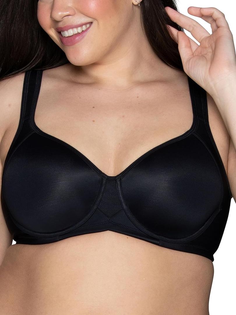 Vanity Fair Women's Medium Impact Sports Bras for Women, Breathable, Moisture Wicking, Padded Cups (40C, Underwire - Black)