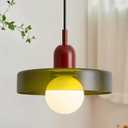 Pendant Lights Stained Glass Dark Olive Green Hanging Light Bedroom Lighting for Kitchen Dining Room Mid Century Modern Light Living Room Light Fixture Dark Olive Green and Wine