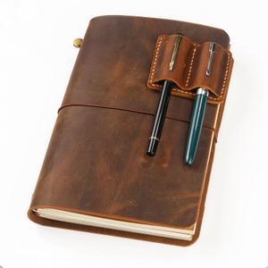 Handmade Leather Refillable A5 Travelers Notebook Cover, A5-8.3'' x 5.8''Leather Journal with 3 Inserts and Card Slots and Pen Holder