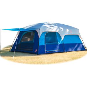 KTT Extra Large Tent 10-12-14 Person(A),Family Cabin Tents,2 Rooms,3 Doors and 3 Windows with Mesh,Straight Wall,Waterproof,Double Layer,Big Tent for Outdoor,Picnic,Camping,Family Gathering