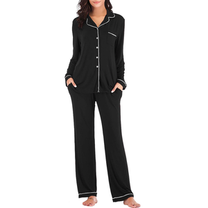 Women's Pajama Sets Long Sleeve Button Down Sleepwear Nightwear Soft Pjs Lounge Set , Size Large