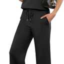 ANRABESS Women 2 Piece Lounge Sets Summer Travel Sweat Outfits Short Sleeve Wide Leg Casual Matching Tracksuits Clothes (Medium, Black)